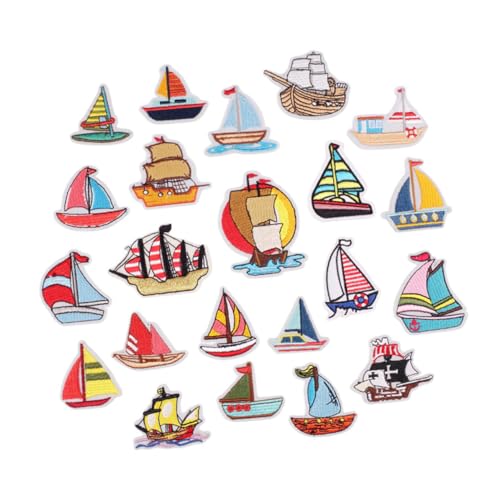 Angoily 69 Stck. Teiliges Selbstklebender Aufnäher mit Cartoon Segelboot Design Hochwertiger Stickpatch für Kleidung Dekoration und Reparaturen für Jeans Taschen und Bastelprojekte von Angoily