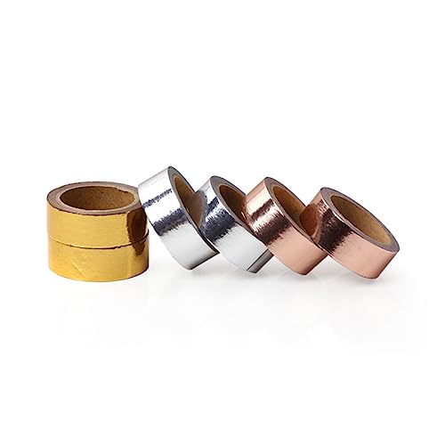 Angoily 6Rollen Vergoldungsband DIY Dekoratives Klebeband für Etiketten Scrapbooking Geschenkverpackung Handkonto Roségold und Silber von Angoily