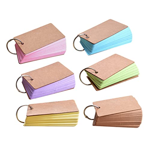 Angoily 6Stücke Kraftpapier Lernkarten Leere Karteikarten für Schule und Büro Tragbar und Vielseitig Einsetzbar DIY Notizblätter Verschiedenen von Angoily
