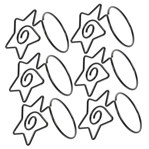 Angoily 6Stücke Tischkartenhalter Vielseitige Foto und Notizclips für Hochzeiten Partys und Events Schwarze Fünfzackige Sternform für Tischnummern und Memo Displays von Angoily