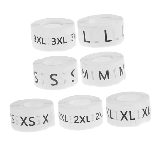 Angoily 7 Rollen Selbstklebende Runde Kleidergrößen aufkleber Xs bis Klare Drucke Haftstarkes Praktische Größenetiketten für Kleidung Vielseitig Einsetzbar Shirts Mäntel Hosen und von Angoily