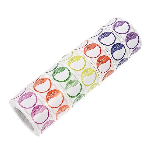 Angoily 7 Rollen Versiegelungsaufkleber Etiketten Essen verpackungen packwürfel stickerbögen sticker aufkleber packschnur wöchentliche Aufkleber Montag bis Sonntag Aufkleber Tagesaufkleber von Angoily