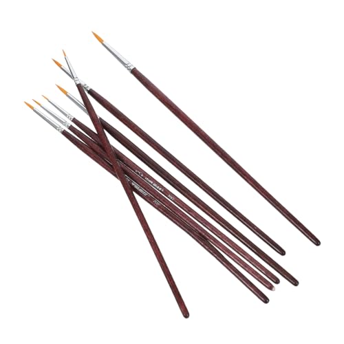 Angoily 7 Stück Hakenstift Für Ölgemälde Pinsel Acrylpinsel Winzige Pinsel Mini-pinsel Kleine Detailpinsel Mikropinsel Detailbürste Detail Kunstbürsten Liner-bürsten Haarpinsel Holz Braun von Angoily