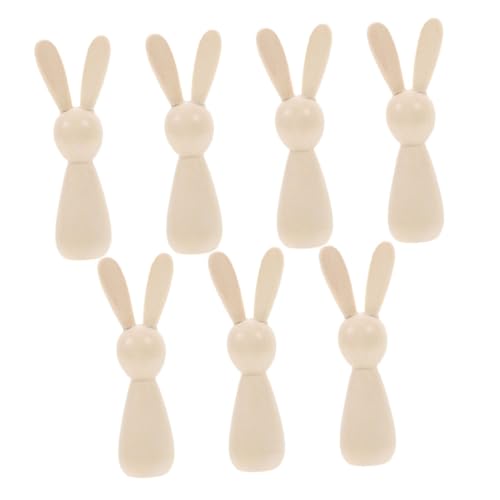 Angoily 7 Stück Hasen-steckpuppen Aus Holz: Kleine, Hübsche Hasenfiguren Zum Selbermalen Und Ausmalen – Unbemalte Hasenskulpturen Für Die Heimdekoration Und Die Osterparty von Angoily