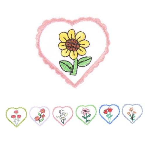 Angoily 7 Stück Teiliges Blumen Aufnäher zum Aufbügeln und Aufnähen Bestickte Applikationen für Kleidung Jeans Rucksäcke DIY Reparatur und Dekoration Strapazierfähig und Hautfreundlich von Angoily