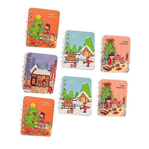 Angoily 7 Stück Teiliges Cartoon Spiral Notizbuch für Studenten Weihnachtsnotizblöcke Tragbare Memo Pads für Büro und Schule für Schüler und Lehrer Zufällige Farben von Angoily