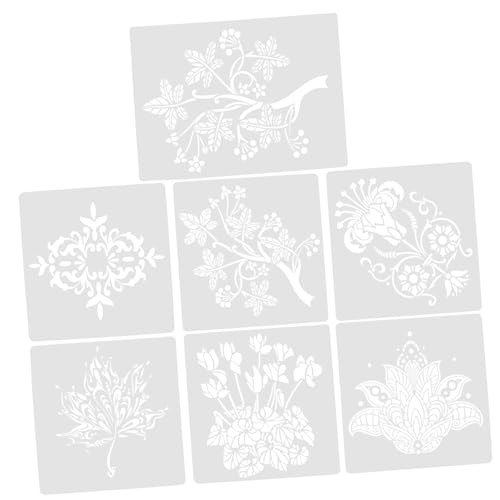 Angoily 7 Stück Teiliges DIY Schablonenset Wiederverwendbare Malvorlagen mit Pflanzenmotiven für Projekte für Scrapbooking Karten und Wanddekorationen Angoily 7 Stück Teiliges DIY Schablonenset Wiederverwendbare Malvorlagen mit Pflanzenmotiven für Projekte für Scrapbooking Karten und Wanddekorationen von Angoily