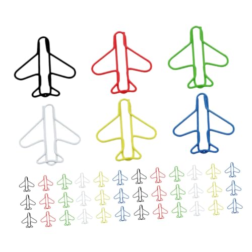 Angoily 70 Stück Farbiger Flugzeugpapierclip Büroklammern in verschiedenen Größen Flugzeug Büroklammern Schlüssel groß sortiert Büro Büroklammern Bürozubehör Kunststoffbeschichtete Leitung von Angoily