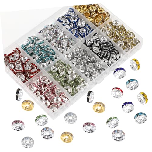 Angoily 700 Stück Teiliges Bunte Rondelle Strass Abstandshalter Perlen Flach Rund Langlebige Verblassungsfreie Schmuckperlen zum Auffädeln für DIY Armbänder Halsketten Kreative Angoily 700 Stück Teiliges Bunte Rondelle Strass Abstandshalter Perlen Flach Rund Langlebige Verblassungsfreie Schmuckperlen zum Auffädeln für DIY Armbänder Halsketten Kreative von Angoily
