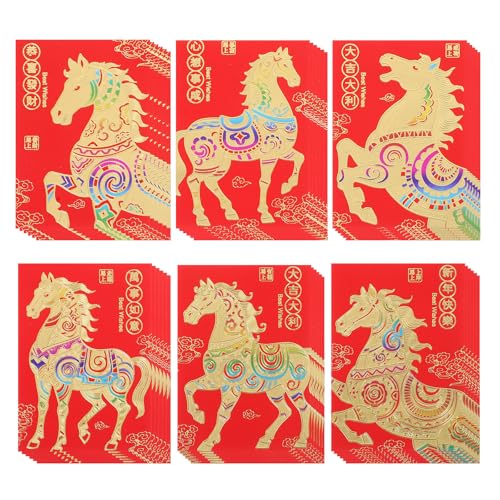 Angoily 72 rote Umschläge zum chinesischen Neujahr – Goldfolie, chinesisches Hongbao-Jahr des Pferdes 2026, rote Päckchen, Glücksgeldumschläge Angoily 72 rote Umschläge zum chinesischen Neujahr – Goldfolie, chinesisches Hongbao-Jahr des Pferdes 2026, rote Päckchen, Glücksgeldumschläge von Angoily
