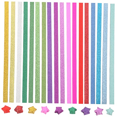 Angoily 720 Blatt Origami Sterne Basteln Glitzernde Farbige Sterne Faltbar Bunte Sterne Perlglanz Origami Karte DIY Zubehör DIY Zubehör Papier von Angoily
