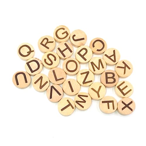 Angoily 78 Stück Holz Buchstaben Runde Gravierte Buchstaben Scheiben für Diy Projekte Basteln und Schulbedarf Umweltfreundliches Material für Kreative Beschriftungen und Lernspielzeug von Angoily