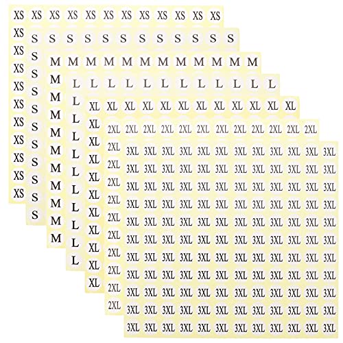 Angoily 7Packs Pack Praktische Kleidergrößen Aufkleber Selbstklebende Etiketten für Kleidung Xs S Xl Xxl Xxxl für Einfache Sortierung und Organisation von Angoily