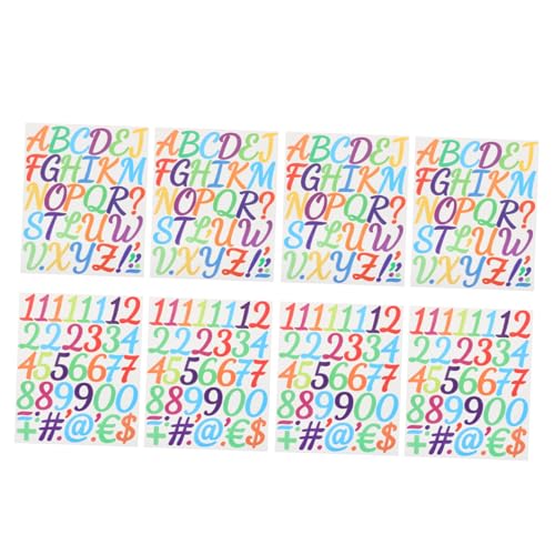 Angoily 8 Blatt Teiliges Bunte Selbstklebende Zahlen und Buchstabenaufkleber Klare Drucke Vielseitig für DIY Journal Supplies Geeignet für Fenster und Glatte Oberflächen von Angoily