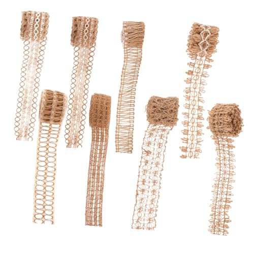 Angoily 8 Rollen Juteband mit Spitze DIY Geschenkband Juteband Rustikal Bastelband für Geschenkverpackung Dekoration Herbst Weihnachten von Angoily