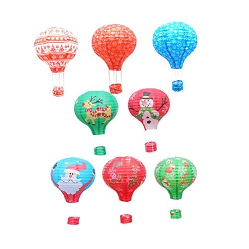 Angoily 8 Stk weihnachtsdeko kulich form Cartoon-Heißluftballons festliche Luftballons für die Weihnachtsfeier chinesische Papierlaterne Handdekor draussen Charme Garten Licht schmücken von Angoily