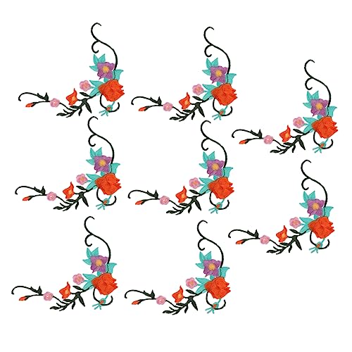 Angoily 8 Stück Blumen Stickerei Patches Aufbügelbare und Aufnähbare Applikationen für Kleidung Diy Bastelbedarf Hochwertige Stoffverzierungen für Taschen und Dekoration von Angoily
