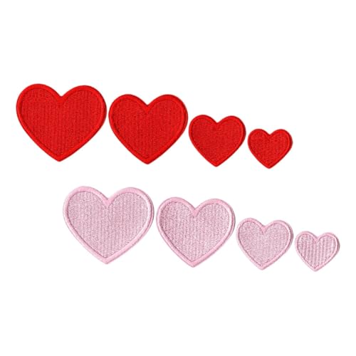 Angoily 8 Stück Herz Bestickte Stoffflicken Stickerei Herzflicken Zum Aufnähen Herzreparatur DIY Herz Dekoration Applikation Zum Aufbügeln Für Jeans Polyesterrückseite von Angoily