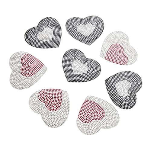 Angoily 8 Stück Herzförmige Strass Patches für Kleidung Selbstklebende Applikationen zur Dekoration von Taschen Mänteln und Shirts Langlebig und Hautfreundlich zum Aufbügeln von Angoily
