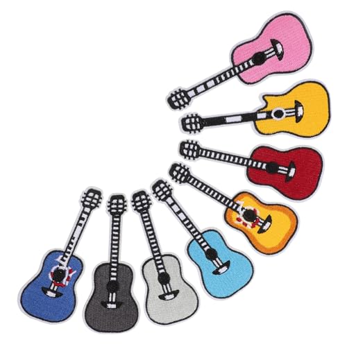 Angoily 8 Stück Teiliges Bestickte Gitarren Patches aus Bügelfähige Kleidungsaufnäher zum Reparieren und Dekorieren von Kleidung Taschen Schuhen und DIY Handarbeiten von Angoily