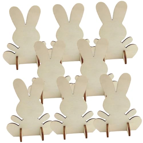 Angoily 8 Stück Teiliges DIY Holzfiguren Osterhasen Holzscheiben zum Bemalen Bastelset Ostern Holzdekoration für Kreative Holzpuzzle Ostern DIY Partybedarf von Angoily