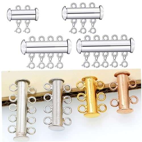 Angoily 8 Stück Teiliges Magnetverschluss Schmuckverschluss mit Federhaken Vielseitige Mehrreihige Magnetverschlüsse für Halsketten und Armbänder Starke Haftkraft DIY Schmuckherstellung von Angoily