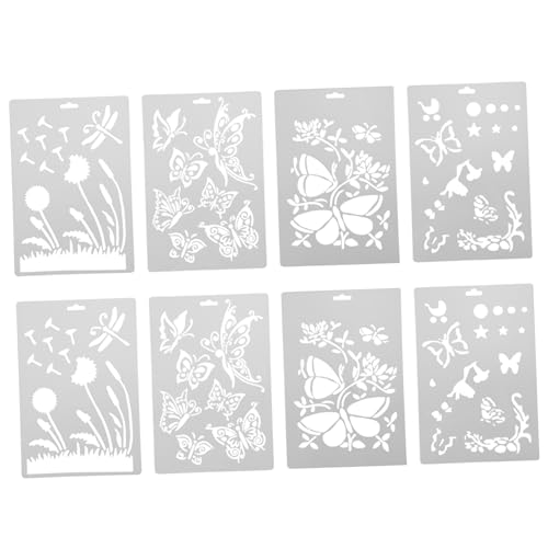 Angoily 8 Stück Teiliges Schmetterlings und Pusteblumen Schablonen Wiederverwendbare Bastel und Zeichenschablonen Pet für DIY Projekte Wanddekoration Kinderzeichnungen und Gestaltung von Angoily