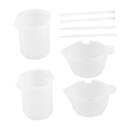 Angoily 8 Stück Teiliges Silikon Farb Mischbecher mit Spitzem Ausguss Praktischem Rührstab für DIY Epoxidharz Kristallkleber Pigmentmischung für Bastler und Kreative Wiederverwendbar von Angoily