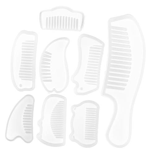 Angoily 8 Stück Teiliges Silikonform Set für DIY Kämme Halbdurchsichtige Epoxidharz Gießform Wiederverwendbar Leicht zu Entformen Reinigen für Kreative Bastelprojekte von Angoily