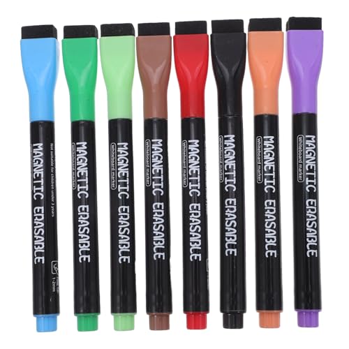 Angoily 8 Stück Teiliges Whiteboard Marker mit Abnehmbarem Radierer Magnetische Feine Ergonomische Trockenmarker für Büro Schule Haushalt Platzsparend Waschbare Tinte Langlebig von Angoily