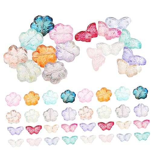 Angoily 80 Stück Diy Glasperlen für Schmuckherstellung Bunte Kristallperlen mit Schmetterlings und Blumenmotiven für Armbänder Ketten und Ohrringe Zufällige Farben Angoily 80 Stück Diy Glasperlen für Schmuckherstellung Bunte Kristallperlen mit Schmetterlings und Blumenmotiven für Armbänder Ketten und Ohrringe Zufällige Farben von Angoily