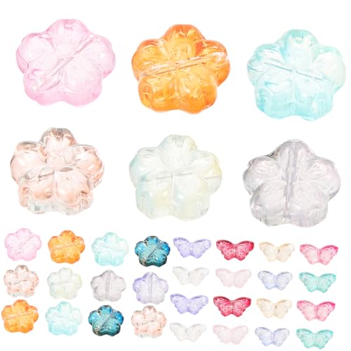 Angoily 80 Stück Glasperlen Schmetterling Blume Diy Spacer Perlen Dekorative Bastelperlen für Schmuckherstellung Zufällige Farben Vielseitig Einsetzbar Langlebig und Angoily 80 Stück Glasperlen Schmetterling Blume Diy Spacer Perlen Dekorative Bastelperlen für Schmuckherstellung Zufällige Farben Vielseitig Einsetzbar Langlebig und von Angoily