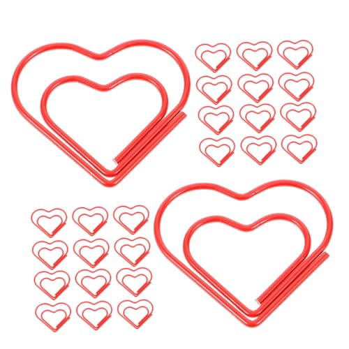 Angoily 80 Stück Heftklammern Herz Lesezeichen Clips Für Papier Lesezeichen-clip Mini-bindeklammern Süße Büroklammern Süßes Büroklammer-lesezeichen Binder Büroklammern Rot Metall von Angoily