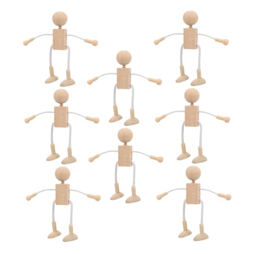 Angoily 8Stücke Unvollendete Holzpuppen DIY Holzfiguren für Handwerk Sichere und Niedliche Designs Naturholz für Puppenhaus Zubehör von Angoily