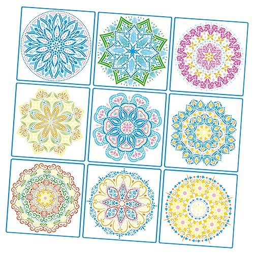 Angoily 9 Blätter Mandala Schablonen Set Wiederverwendbare Wand und Bodenschablonen Hochwertigem Pet für Kreative Malerei und Diy Projekte für Heimdekoration und Bastelarbeiten Angoily 9 Blätter Mandala Schablonen Set Wiederverwendbare Wand und Bodenschablonen Hochwertigem Pet für Kreative Malerei und Diy Projekte für Heimdekoration und Bastelarbeiten von Angoily