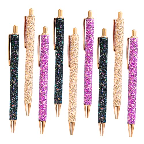 Angoily 9 Stück Glitzernde Einziehbare Pailletten kugelschreiber mit Schwarzer Tinte Niedliche Cartoon designs für Schule Büro Zuhause Mädchen und Frauen Vielseitige Schreibstifte von Angoily