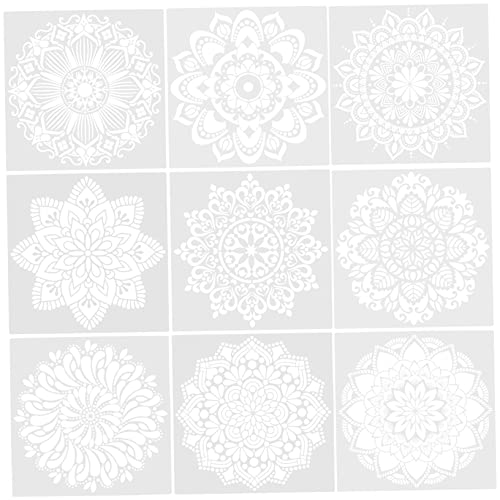 Angoily 9 Stück Malvorlage Mandala-schablone Fliesenschablonen Schablonen Für Die Wandmalerei Mandala Malschablonen Wanddekoration Schablone Der Schablone Wandmalerei Vorlage Weiß Plastik von Angoily
