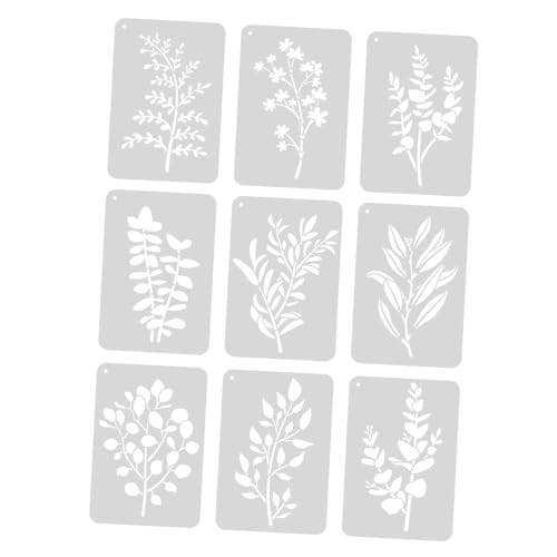 Angoily 9 Stück Teiliges DIY Pflanzen Schablonen Dekorative Malvorlagen für Wiederverwendbare Schablonen für Einfache Maltechnik und Projekte von Angoily