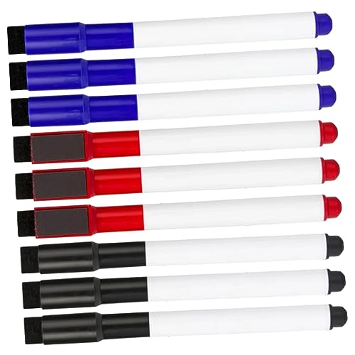 Angoily 9 Stück Teiliges Magnetisches Whiteboard Marker Wiederverwendbare Abwischbare Dry Erase Stifte in Rot Blau und Schwarz Praktische Marker für Schule Büro und Kreative Anwendungen von Angoily
