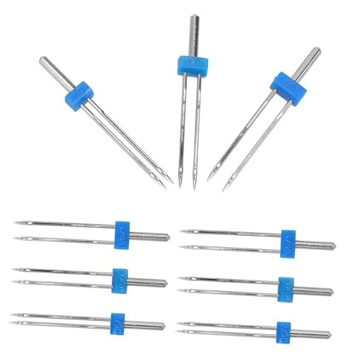 Angoily 9 Stück Teiliges Set Vielseitiger Zwillingsnadeln für Nähmaschinen Kompatibel mit Haushalts und Elektromaschinen Verschiedene Nadeldicken Geeignet für Quilten Nähen und von Angoily