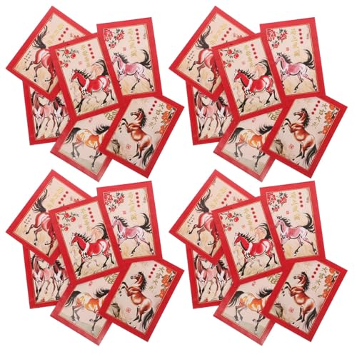 Angoily 90 Stück Chinesisches Neujahr Rote Umschläge Pferdejahr Hongbao Lucky Money Packets Lai See für Frühlingsfest Hochzeit Geburtstag mit Kreativem Pferde-design und Robuster Qualität von Angoily