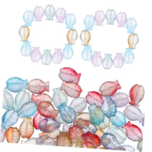 Angoily 90 Stück Teiliges Glasperlen in Fischform Bunte Glasperlen mit Langlebig und Glatt zum Auffädeln für DIY Armbänder und Schmuckherstellung als für Bastelbegeisterte von Angoily