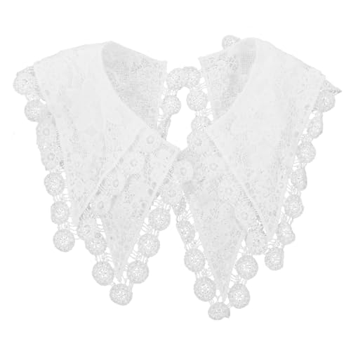 Angoily Abnehmbarer Weißer Spitzenkragen Damen Doppelter Bestickter Fake Collar DIY Kleidungszubehör für Frauen und Mädchen bei Hochzeit Party von Angoily