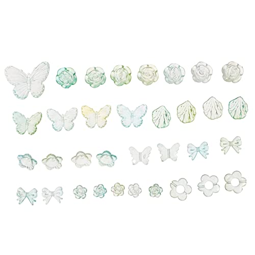 Angoily Acrylperlen für DIY Handarbeiten Transparente Farbverlaufende Schmetterlingsblüten Packung Armbänder und Dekorationen Lochdurchmesser von Angoily