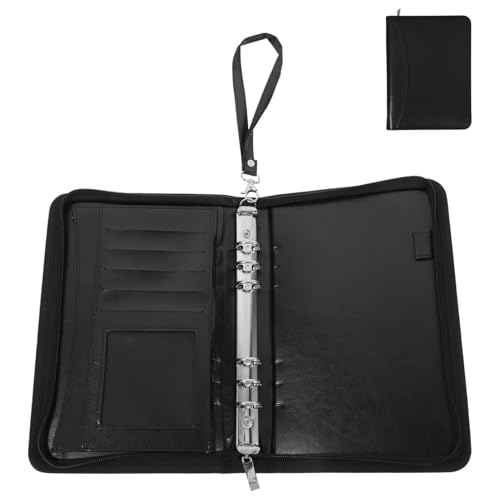 Angoily Aktentasche Arbeitsordner Dokumentordner Ordner-Organizer Büroportfolio Portfolio-Organizer Dokumentenmappe Büro-Portfolio-Ordner Mappenmappe Padfolios Dokumenttasche Pu Schwarz von Angoily