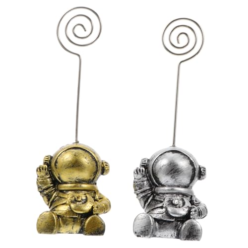 Angoily Astronaut Fotoclips Vintage Gold Silber Memo Klammern Tischkartenhalter für Notizen Fotos Namenskarten Büro Party Dekoration Schreibtisch Accessoires von Angoily
