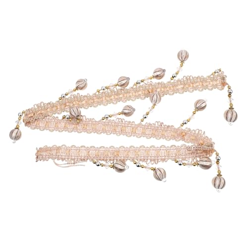 Angoily Beaded Trim Vorhangfransen DIY Perlenverzierung für Gardinen Beige Vielseitig Zuschneidbar Dekorative Quaste für Heimtextilien und Kreative von Angoily