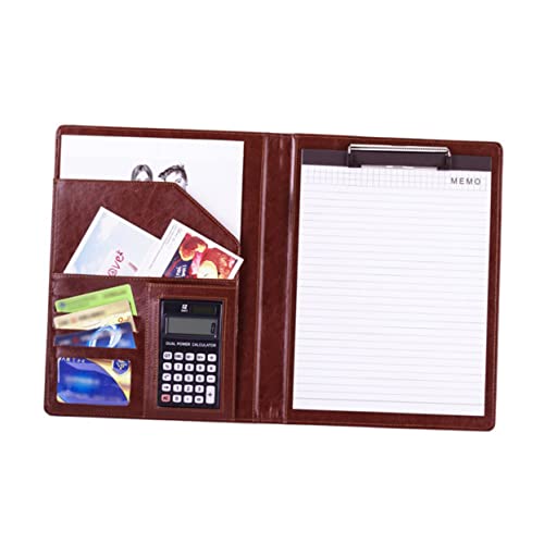 Angoily Business Aktentasche PU Leder Dokumentenmappe mit Taschenrechner und Notizblock Elegante Organizer für Büro Schule Zuhause Vielseitig und Praktisch von Angoily