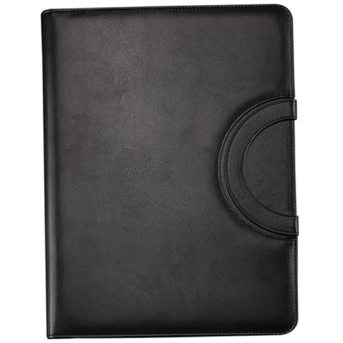 Angoily Business Padfolio mit Reißverschluss Portfolio Folder aus Langlebigem Pu leder Multifunktionale Dokumentenmappe mit Notizblock für Büro und Geschäftstreffen Schwarz von Angoily