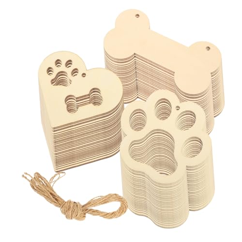 Angoily DIY Holzherzen mit Schnur Teiliges Bastelmaterial für Bemalen und Gestalten von Geschenkanhängern Dekorationen und Tischdeko von Angoily